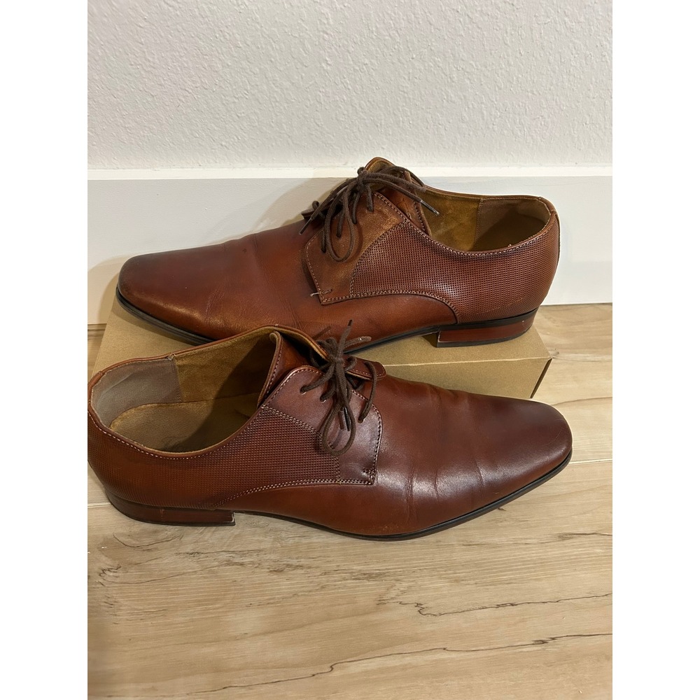 Florsheim Mens‎ Postino Plain Toe Lace Up Oxfords Size 13 Brown Cognac Leather